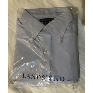 Lands' End Oxford Blue Long Sleeve Shirt Men's Large 16-16.5 New